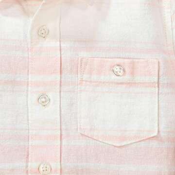Hope & Henry Boys' Linen Short Sleeve Button Down Shirt with Pocket