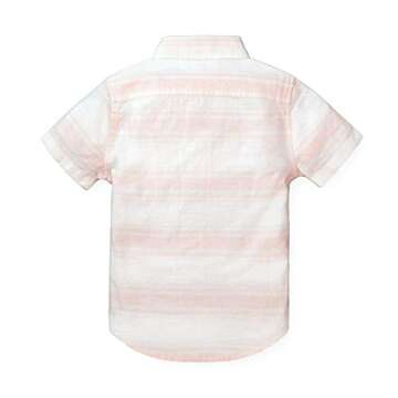 Hope & Henry Boys' Linen Short Sleeve Button Down Shirt with Pocket