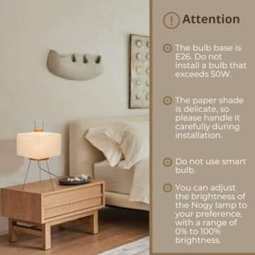 Nogy Japanese Floor Lamp - Square Lamp, Inspired Paper Lantern Lamp, Lamp with Soft Ambient Light (Square, Dimmable Warm White)