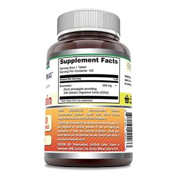 Amazing Formulas Bromelain 500 Mg 120 Tablets Supplement | Non-GMO | Gluten Free | Made in USA