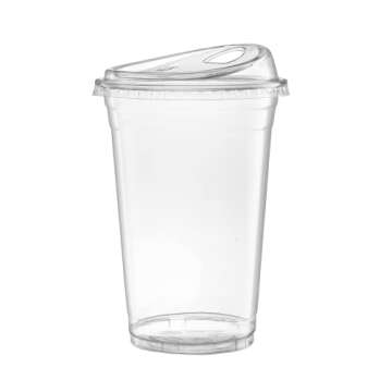 Comfy Package [20 oz. - 50 Sets Clear Plastic Cups With Strawless Sip-Lids