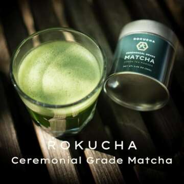 ROKUCHA Ceremonial Grade Matcha, Single Origin from Nishio, Japan, Green Tea Powder, 1.06OZ (30g)
