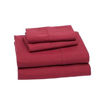 AmazonBasics Microfiber Sheet Set, Queen, Burgundy