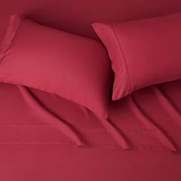 AmazonBasics Microfiber Sheet Set, Queen, Burgundy