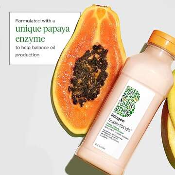 Briogeo Superfoods Mango + Cherry Balancing Conditioner, Replenish Dull, Dry Hair and Balance Oil for Oily Hair, Conditions and Nourished All Hair Types and Textures, Vegan, Cruelty-Free, 12.5 fl oz