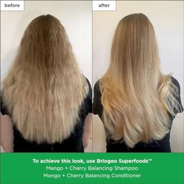 Briogeo Superfoods Mango + Cherry Balancing Conditioner, Replenish Dull, Dry Hair and Balance Oil for Oily Hair, Conditions and Nourished All Hair Types and Textures, Vegan, Cruelty-Free, 12.5 fl oz