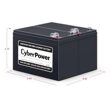 CyberPower RB1290X2 UPS Replacement Battery Cartridge, Maintenance-Free, User Installable, 12V/9Ah