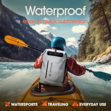 Earth Pak Waterproof Backpack - Heavy Duty Hiking Backpack - Roll-Top Closure Bag - Cushioned Dry Bag Waterproof Phone Case
