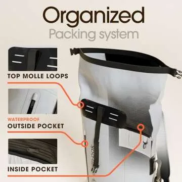 Earth Pak Waterproof Backpack - Heavy Duty Hiking Backpack - Roll-Top Closure Bag - Cushioned Dry Bag Waterproof Phone Case