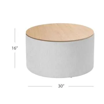 HomePop Storage Ottoman Wood Grain Top in Light Gray