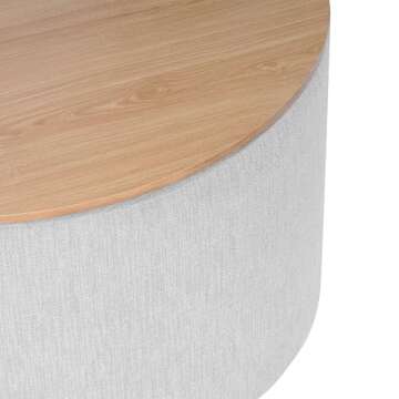 HomePop Storage Ottoman Wood Grain Top in Light Gray