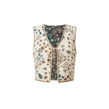 Stylish GORGLITTER Women's Tie Front Sweater Vest - Casual Floral Design - 2024