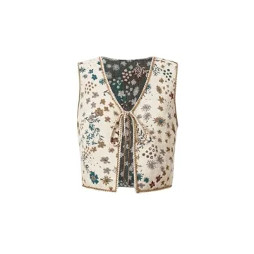 Stylish GORGLITTER Women's Tie Front Sweater Vest - Casual Floral Design - 2024