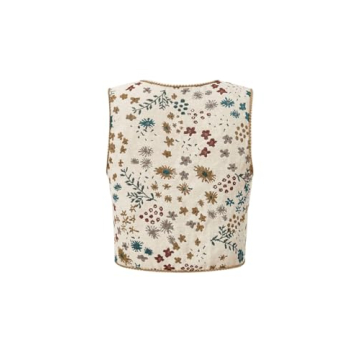 GORGLITTER Floral Tie Front Sweater Vest for Women