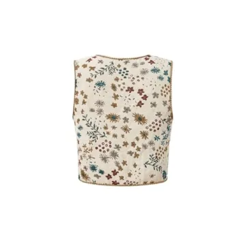 GORGLITTER Floral Tie Front Sweater Vest for Women