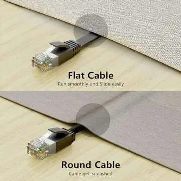 Cat 6 Ethernet Cable 50 ft, Outdoor & Indoor, 10Gbps Support Cat8 Cat7 Network, Heavy Duty Flat Internet LAN Patch Cord, Fast Speed Weatherproof Cable with Clips for Router, Modem, PS4/5, Xbox, Black