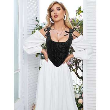 Dreay Womens Vintage Asymmetrical Hem Overbust Corset Tie Front Lace-up Back Bustier Top 973-Black-S