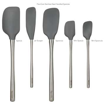 Tovolo Flex-Core Stainless Steel Handled Spatula Set of 5 for Meal Prep, Cooking, Baking, and More -...