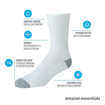 Men's Comfortable Cotton Athletic Crew Socks - 10 Pairs