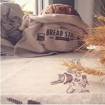Natural Linen Bread Bags - 2-Pack Large 11 x15 in (30 cm x 40 cm) Ideal for Homemade Bread, Reusable Food Storage, Housewarming, Wedding Gift, Storage for Artisan Bread - Bakery & Baguette Bag