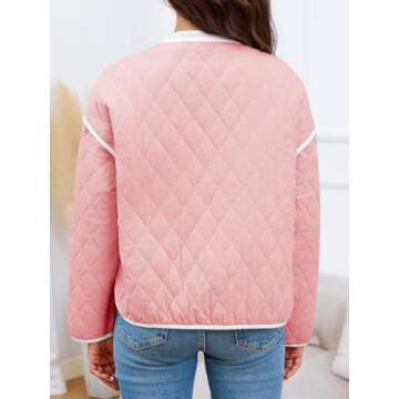 Tankaneo Womens Quilted Jackets Lightweight Packable Puffer Coat Collarless Button Down Winter Outerwear