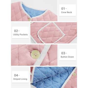 Tankaneo Womens Quilted Jackets Lightweight Packable Puffer Coat Collarless Button Down Winter Outerwear