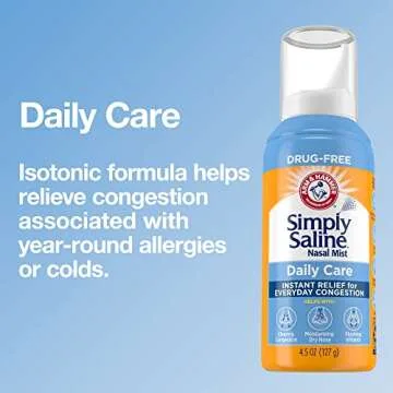 Arm & Hammer Simply Saline Daily Care Nasal Mist 4.4oz, Saline Nasal Spray, Drug-Free, 2-Pack