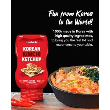 Funtable Korean Kimchi Ketchup (12.70 oz, Pack of 1) - Savoury & Spicy, Ketchup, Great Flavors, Easy-to-Use. Perfect for Chicken, Nuggets, Wings & Nachos, Tomato Sauce Alternative.
