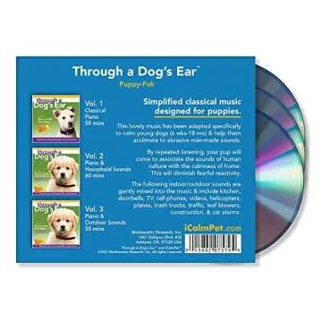 iCalmPet | Through a Dog's Ear: Puppy Pak | 3-CD Box Set | 3-hrs | Includes calming music, household, and outdoor sounds