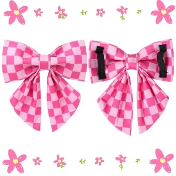 Stylish Adjustable Pink Plaid Bowtie Dog Collar for Dogs