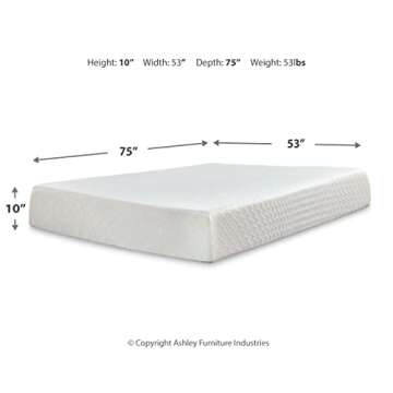 Signature Design by Ashley Full Size Chime 10 Inch Medium Firm Memory Foam Mattress with Green Tea &...