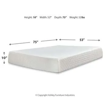 Signature Design by Ashley Full Size Chime 10 Inch Medium Firm Memory Foam Mattress with Green Tea &...
