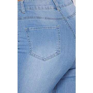 SOHO GLAM High Waisted Stretchy Elastic Bell Bottom Jeans Women Denim Pant-L