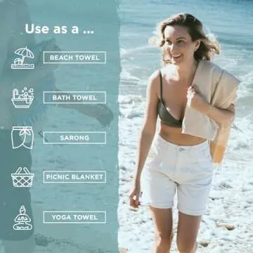 Oversized Turkish Beach Towel – Quick Dry Denim Blue