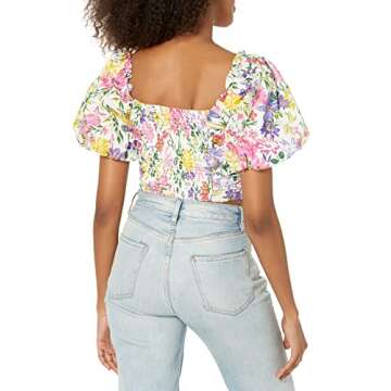 ASTR the label Women's LIN TOP, Pink Yellow Multi fl