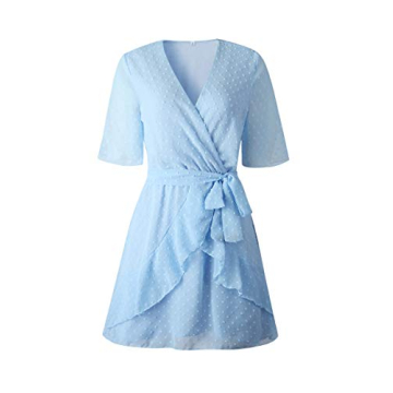 ECOWISH Women's Polka Dot A-Line Dress with Ruffles