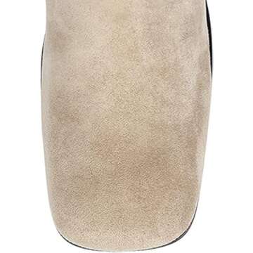 Jeffrey Campbell HOTLAVA-KH Knee-High Square Toe Ice Taupe Suede Block Heel Boot (Ice Suede, 6.5)