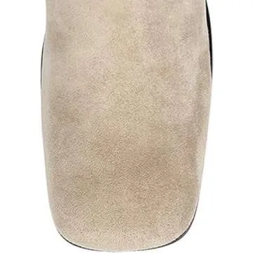 Jeffrey Campbell HOTLAVA-KH Knee-High Square Toe Ice Taupe Suede Block Heel Boot (Ice Suede, 6.5)
