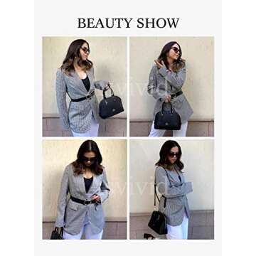 Asvivid Stylish Plaid Open Front Blazer for Women