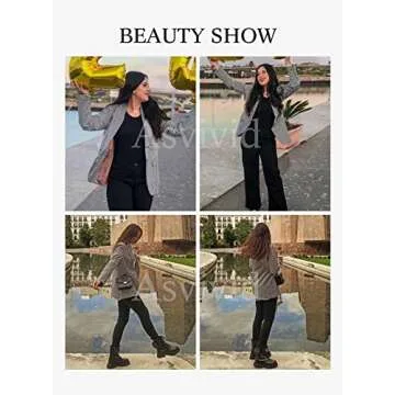 Asvivid Stylish Plaid Open Front Blazer for Women