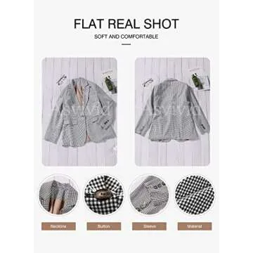 Asvivid Stylish Plaid Open Front Blazer for Women
