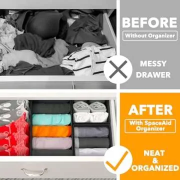 SpaceAid Drawer Organizer Clothes, 12 Pack Dresser Organizer Bins for Nursery, Closet Organization a...