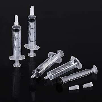 24 Pack 5ml Plastic Syringes, Individually Sealed with Cap for Feeding Pets, Liquid, Lip Gloss, Paint, Epoxy Resin, Oil, Watering Plants, Refilling