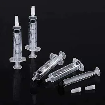 24 Pack 5ml Plastic Syringes, Individually Sealed with Cap for Feeding Pets, Liquid, Lip Gloss, Paint, Epoxy Resin, Oil, Watering Plants, Refilling