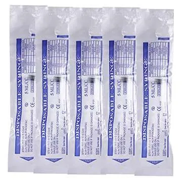 24 Pack 5ml Plastic Syringes, Individually Sealed with Cap for Feeding Pets, Liquid, Lip Gloss, Paint, Epoxy Resin, Oil, Watering Plants, Refilling