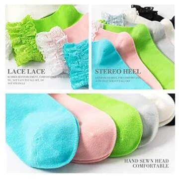 Stylish SEMOHOLLI Pearl Lace Ruffle Socks for Women