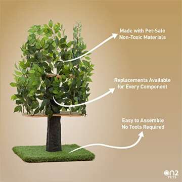On2 Pets 4ft Cat Tree with Leaves Made in USA, Cat House & Cat Activity Tree, Two-Level Cat Condo for Indoor Cats