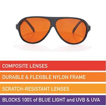 BluBlocker, Black Original Aviator Sunglasses with Scratch Resistant Lens | Blocks 100% of Blue Light and UVA & UVB Rays | Retro | Gender Neutral| Blue Light Glasses | Sunglasses | 2701K |