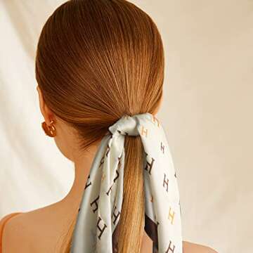 EXTREE Fashion Silky Satin Headscarf for Women Girls: Exquisite Pattern Lightweight Silk Graceful Scarfs 27.5 x 27.5 inches