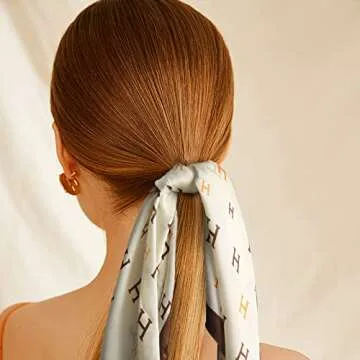 EXTREE Fashion Silky Satin Headscarf for Women Girls: Exquisite Pattern Lightweight Silk Graceful Scarfs 27.5 x 27.5 inches